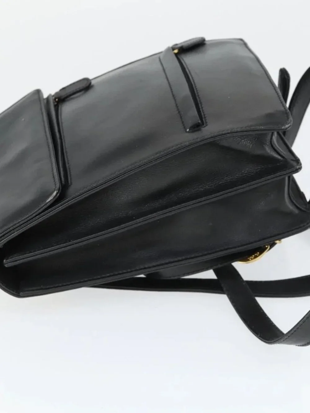 GUCCI Backpack Leather Black Gold Auth bs32276